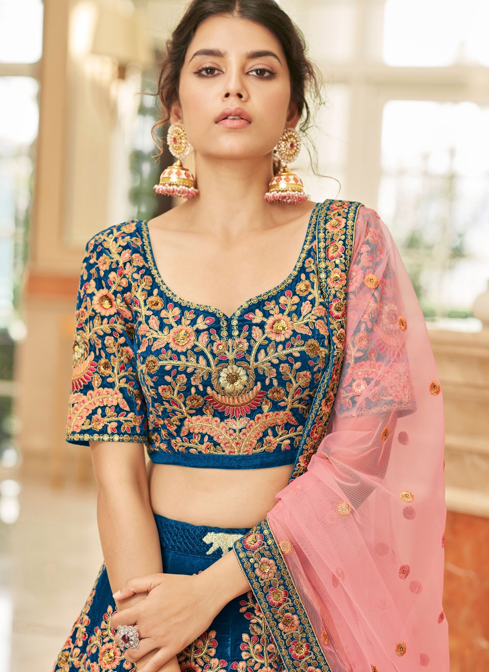 Embroidered Velvet A - Line Lehenga - L2213