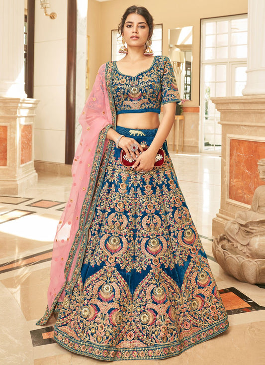 Embroidered Velvet A - Line Lehenga - L2213