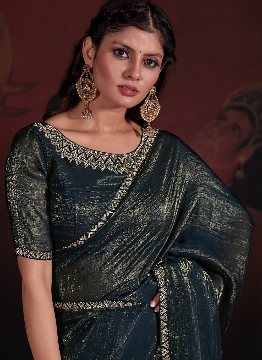 Trendy Zircon Chiffon Saree - S5677