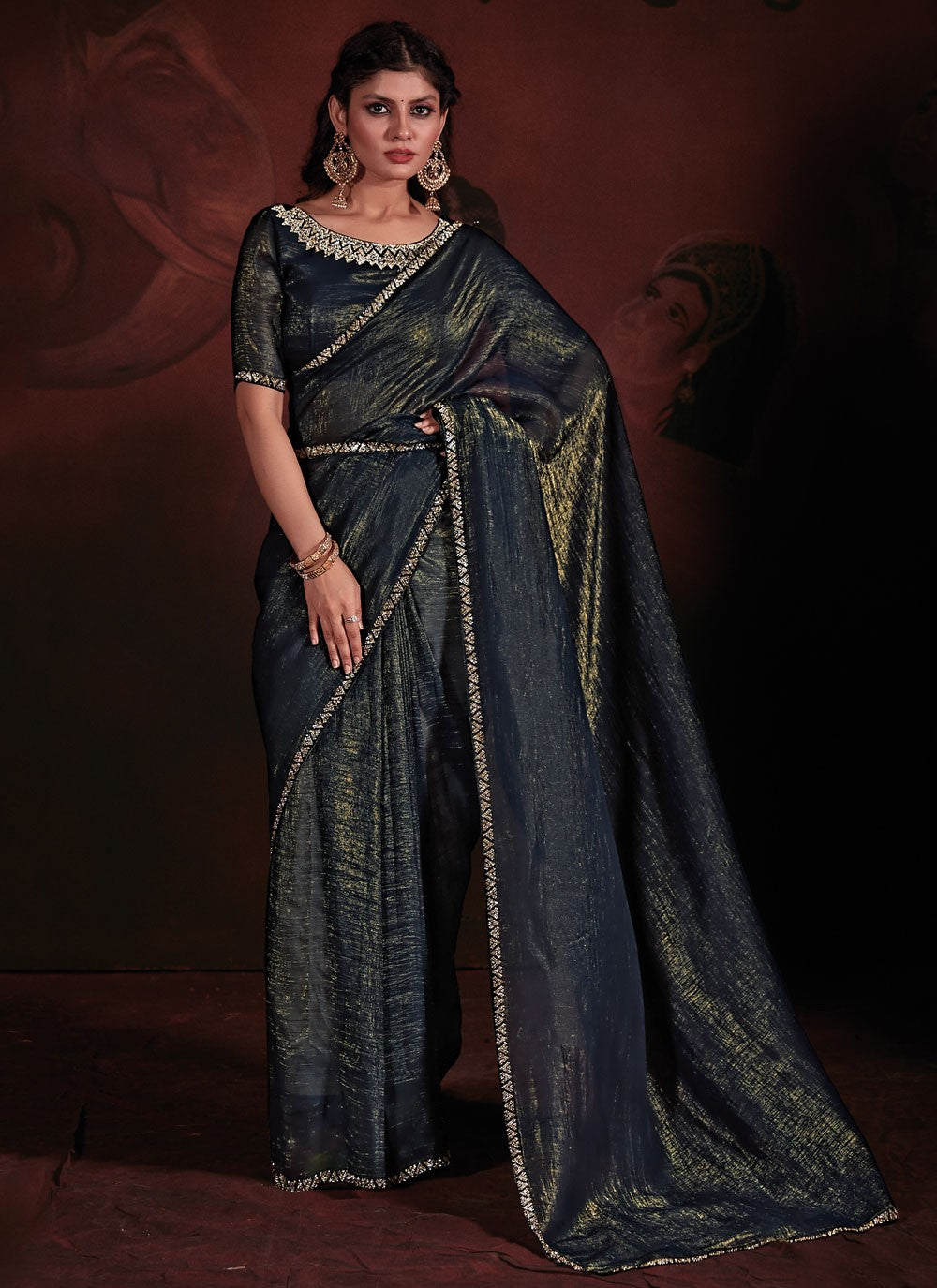 Trendy Zircon Chiffon Saree - S5677