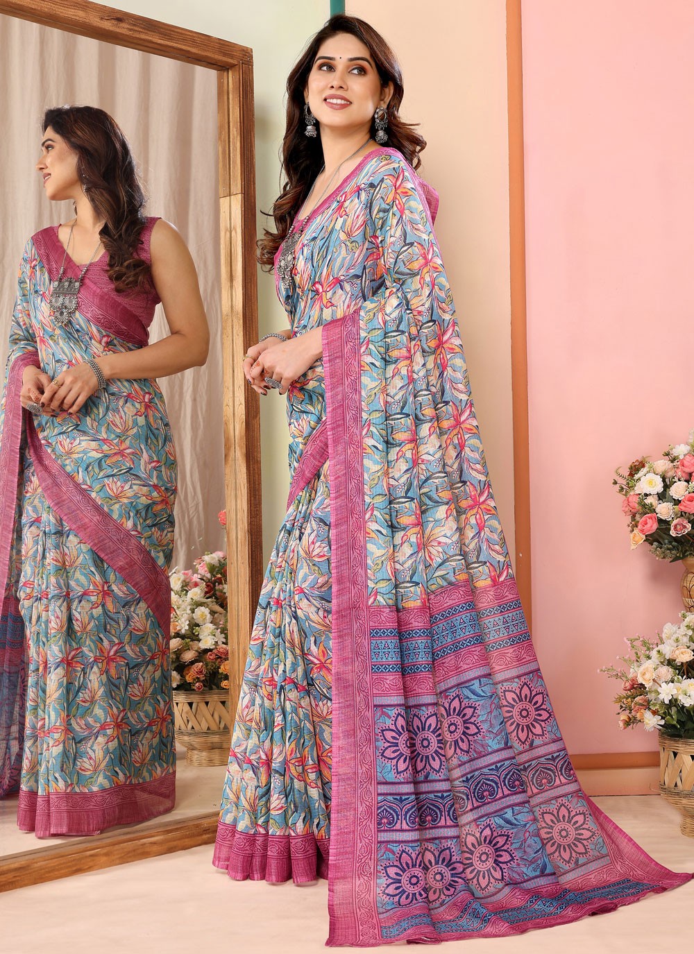 Classic Border Work Net Saree - S7540