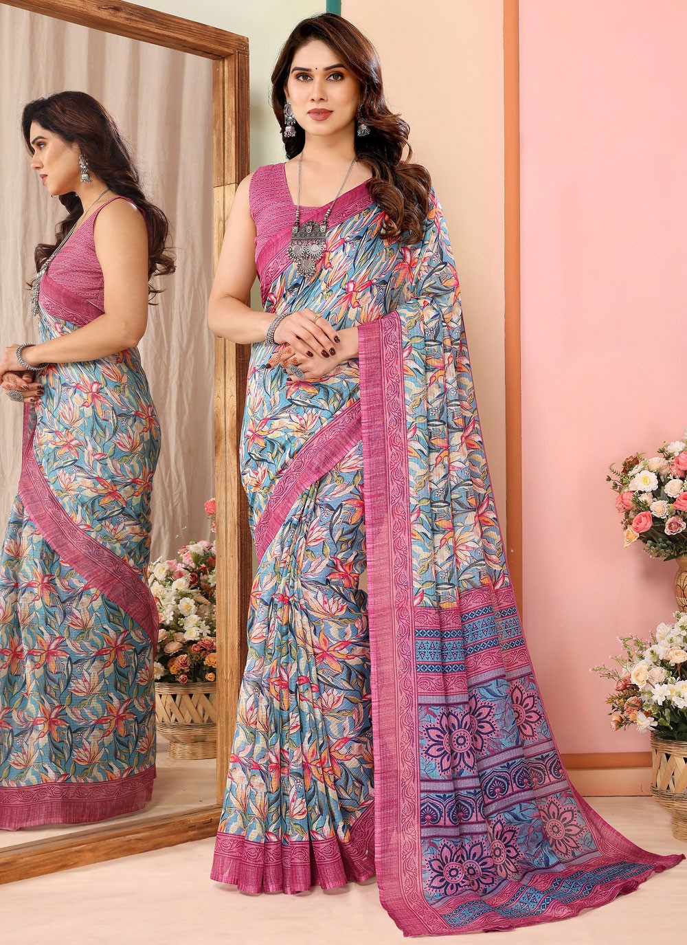 Classic Border Work Net Saree - S7540