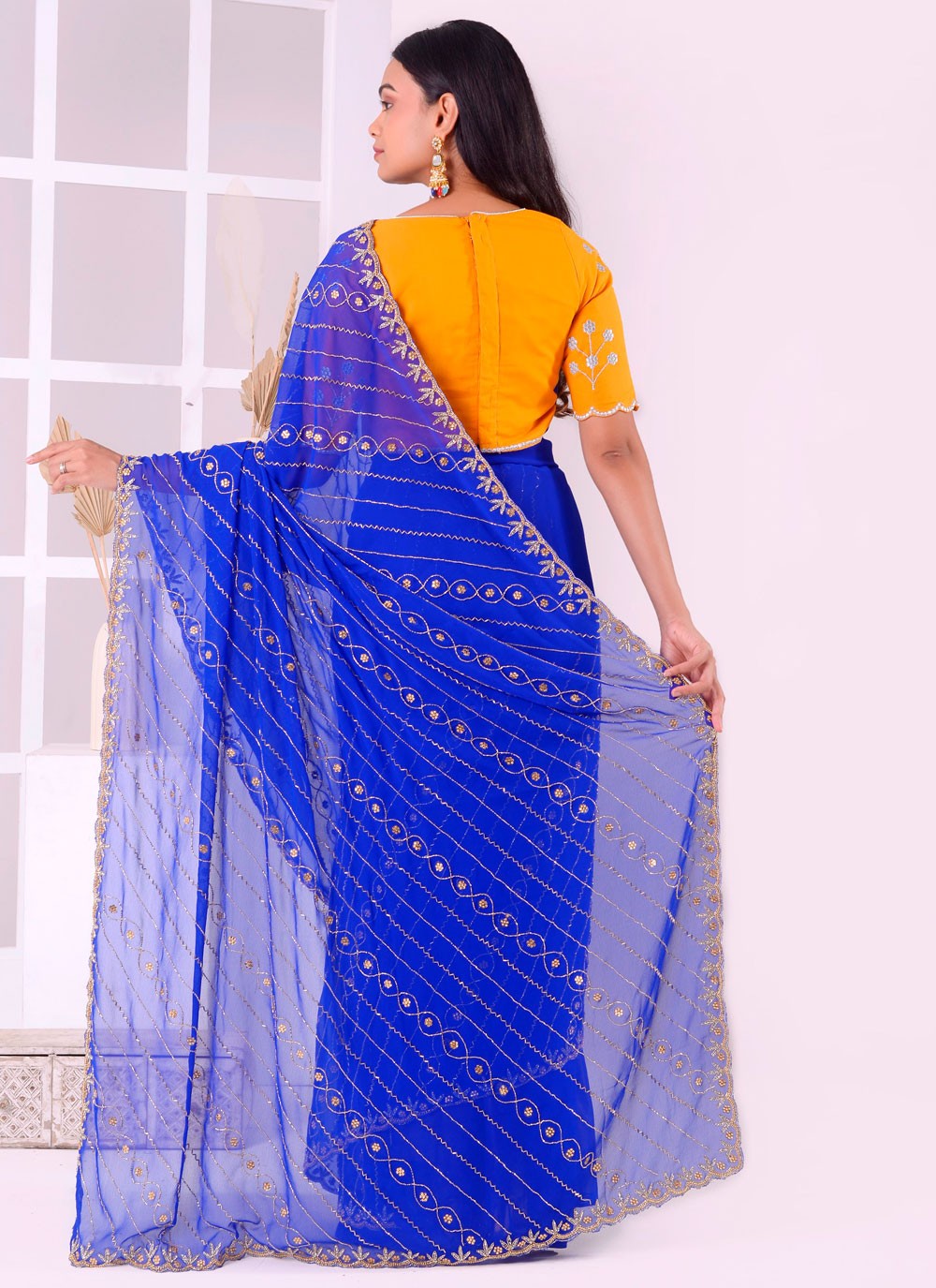 Classic Border Work Georgette Saree - S7887