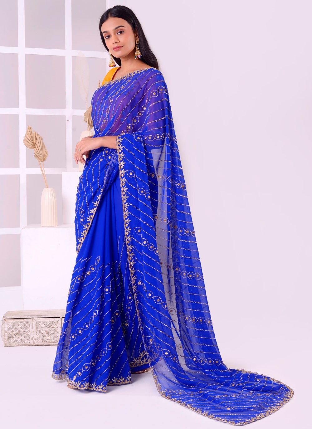 Classic Border Work Georgette Saree - S7887