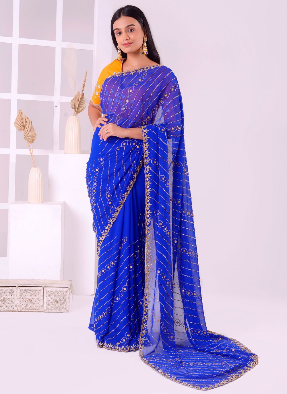 Classic Border Work Georgette Saree - S7887