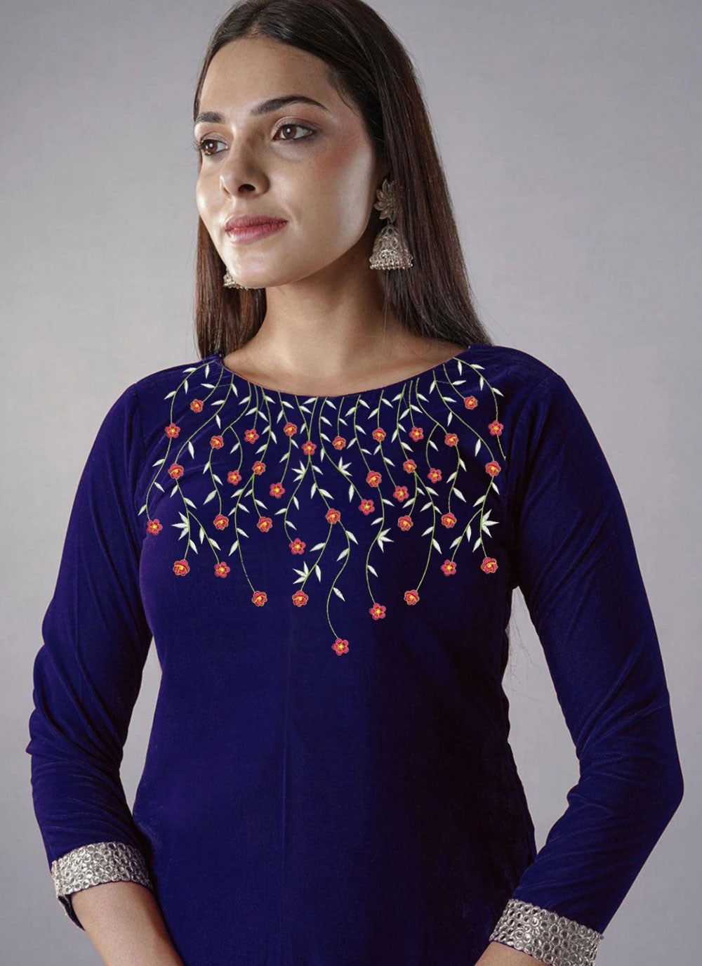Embroidered Velvet Salwar Suit - T4630