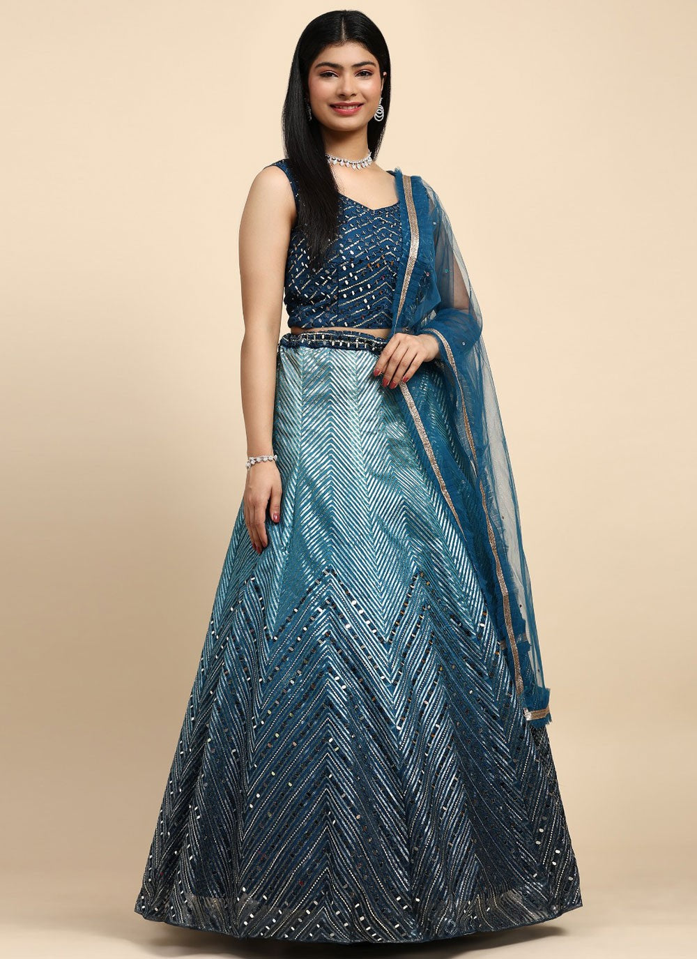 Cord Organza Readymade Lehenga Choli - L2609