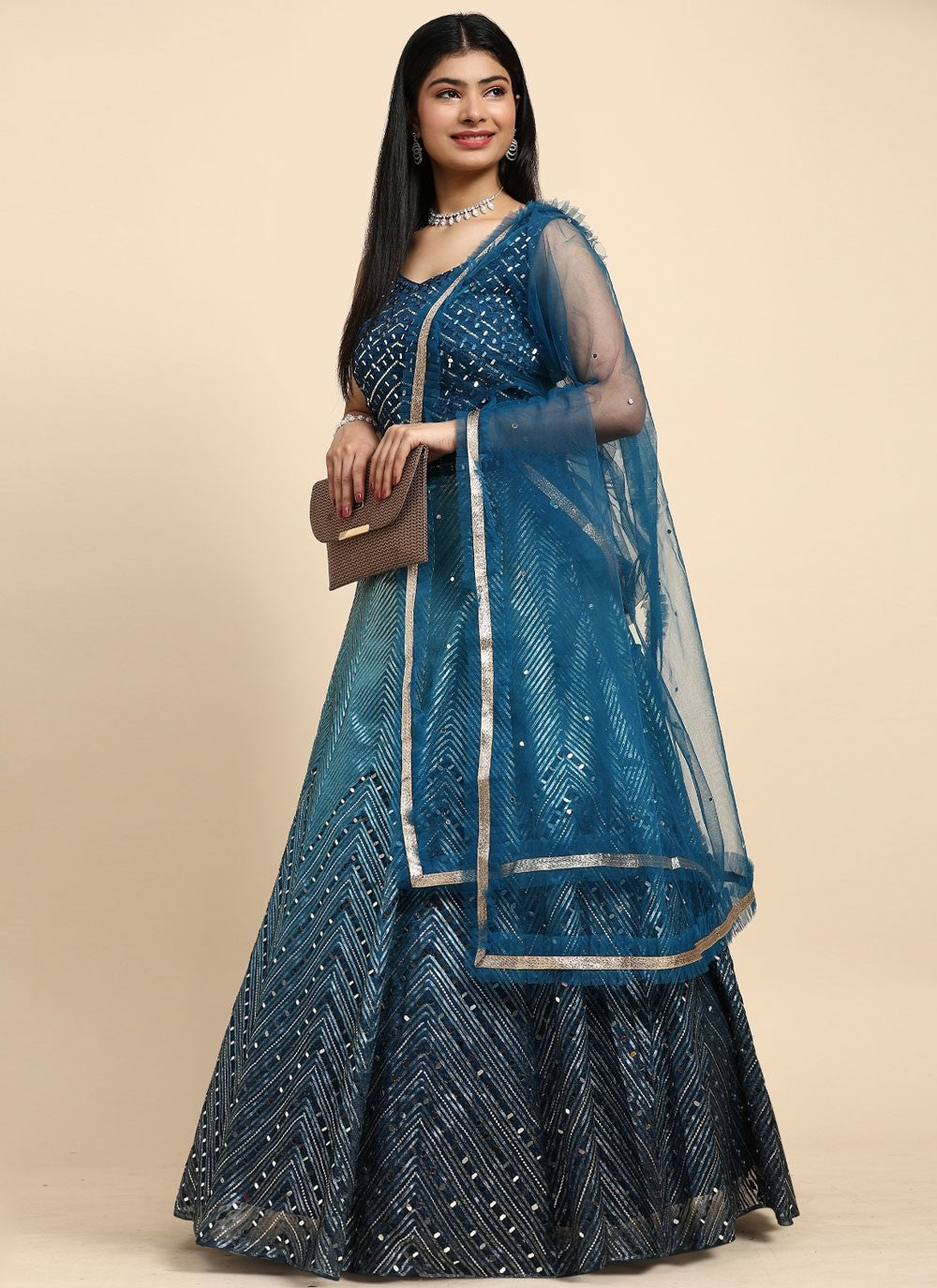 Cord Organza Readymade Lehenga Choli - L2609