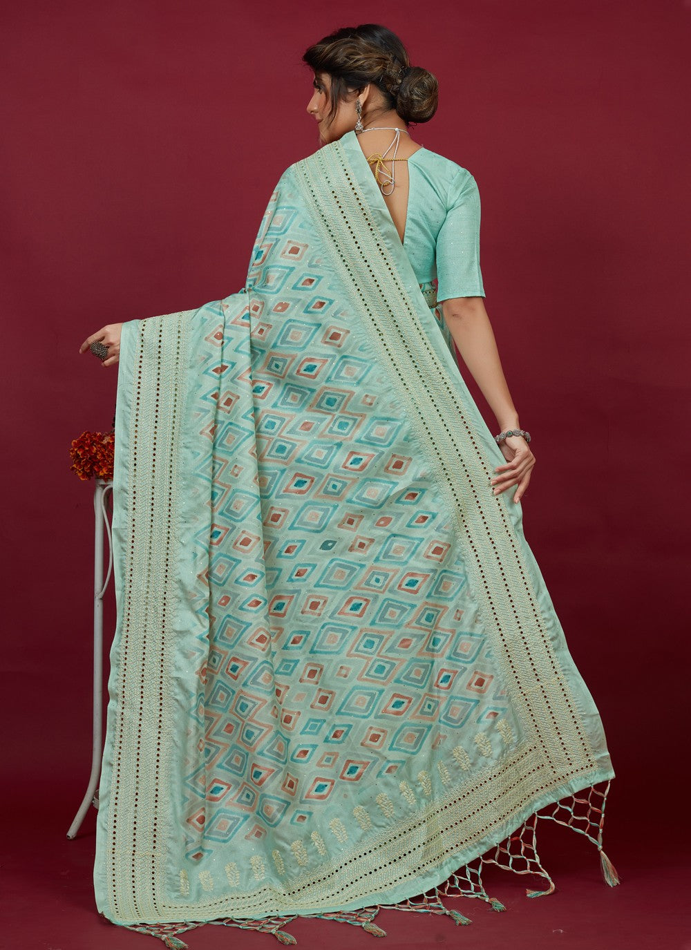 Classic Chikankari Work Cotton Silk Saree - S3614