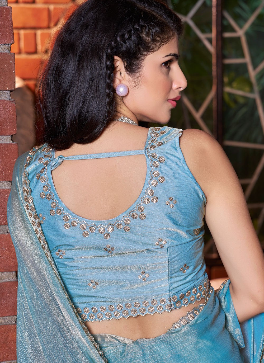 Cutdana, Swarovski Chiffon Satin Saree - S11556