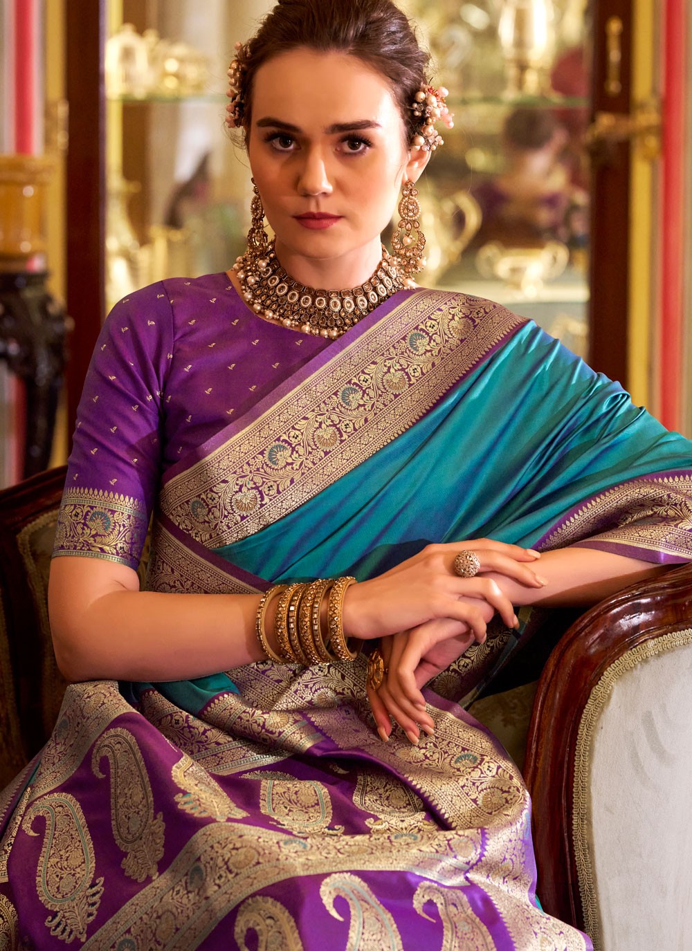 Blue Silk Designer Saree Weaving Zari S19090