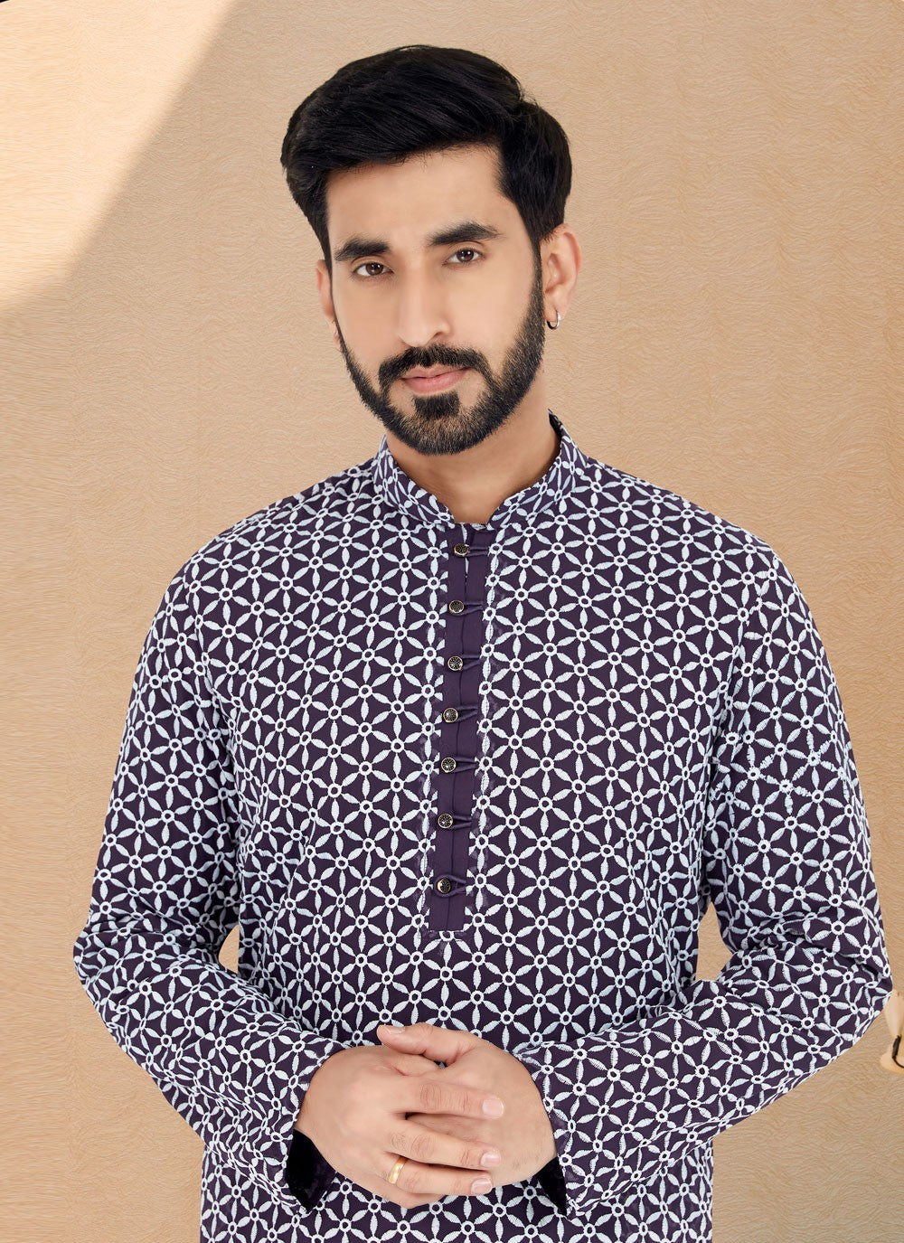 Embroidered Georgette Blue Kurta Pyjama - M4977
