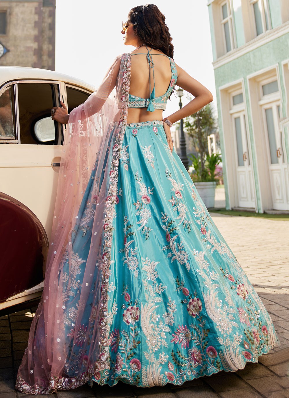 Satin Engagement, Mehandi & Sangeet, Reception, Wedding A - Line Lehenga L3516