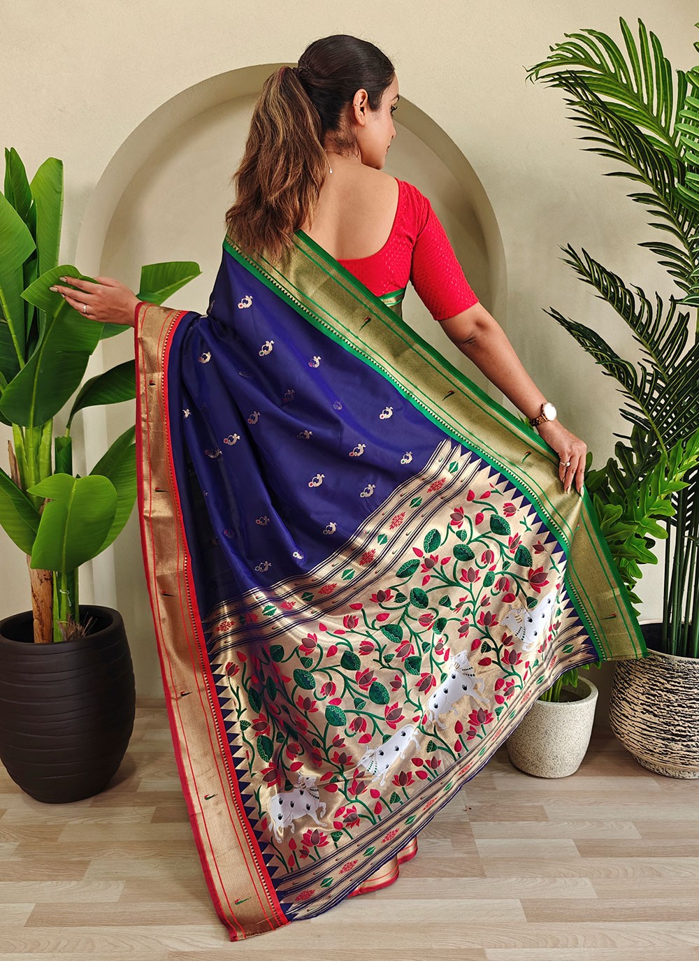 Weaving Zari Silk Blue Trendy Saree S15014