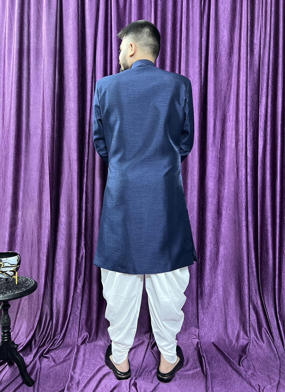 Fancy Work Silk Blue Indo Western - M5680