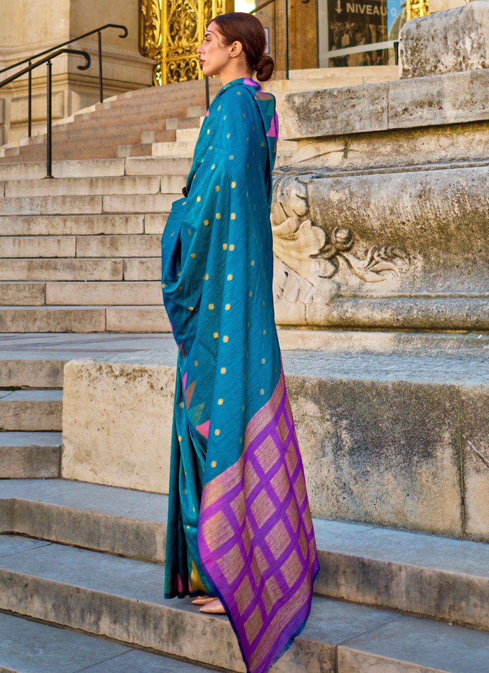 Contemporary Weaving Zari Khadi Saree - S4269