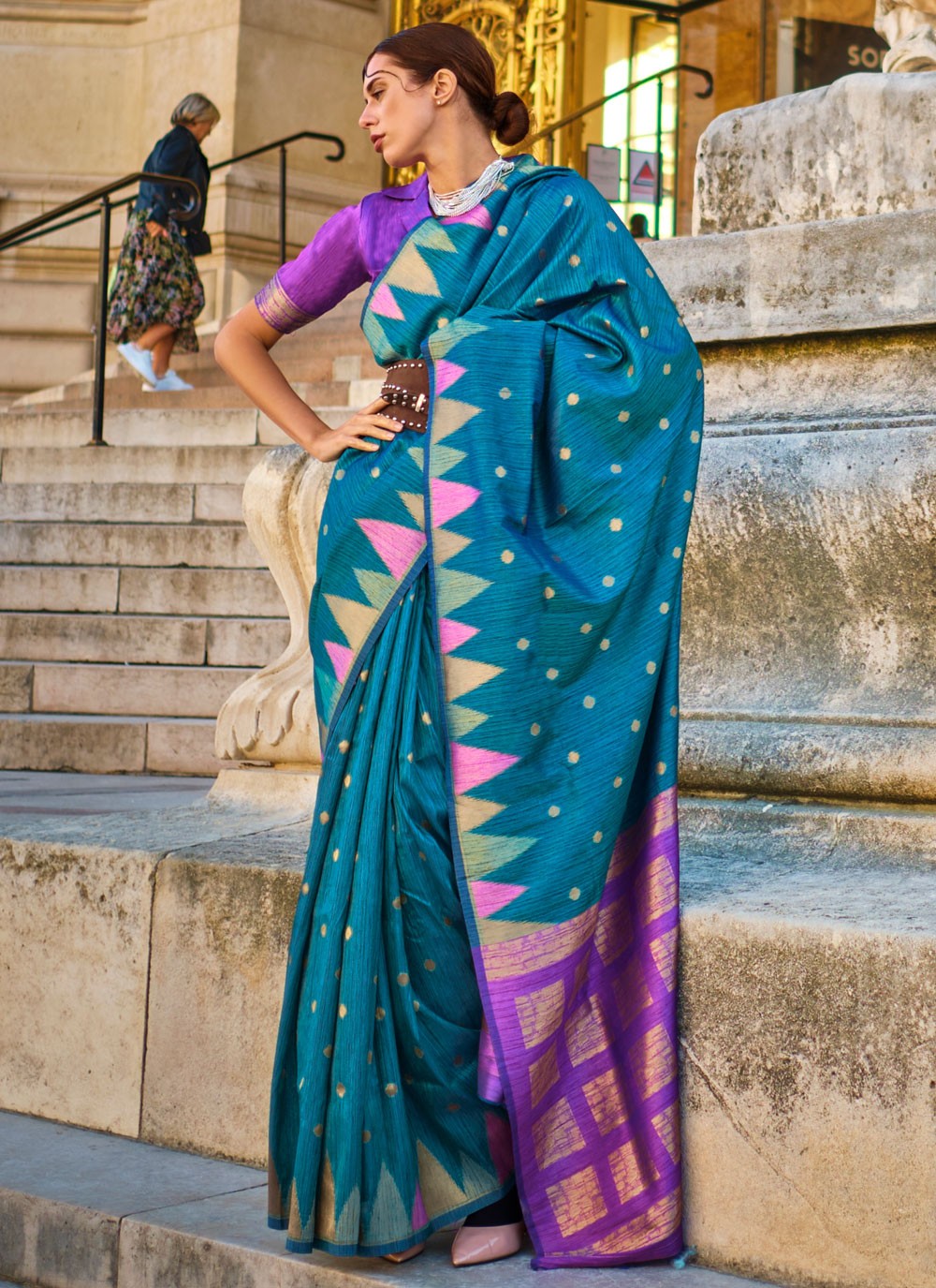Contemporary Weaving Zari Khadi Saree - S4269