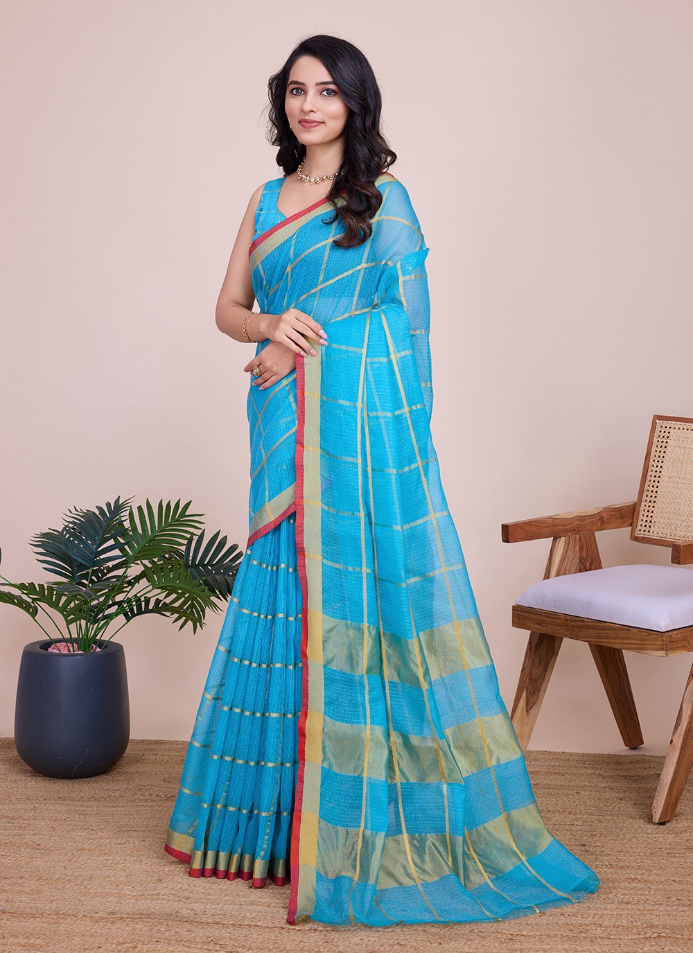 Classic Weaving Zari Kota Doriya Saree - S7921