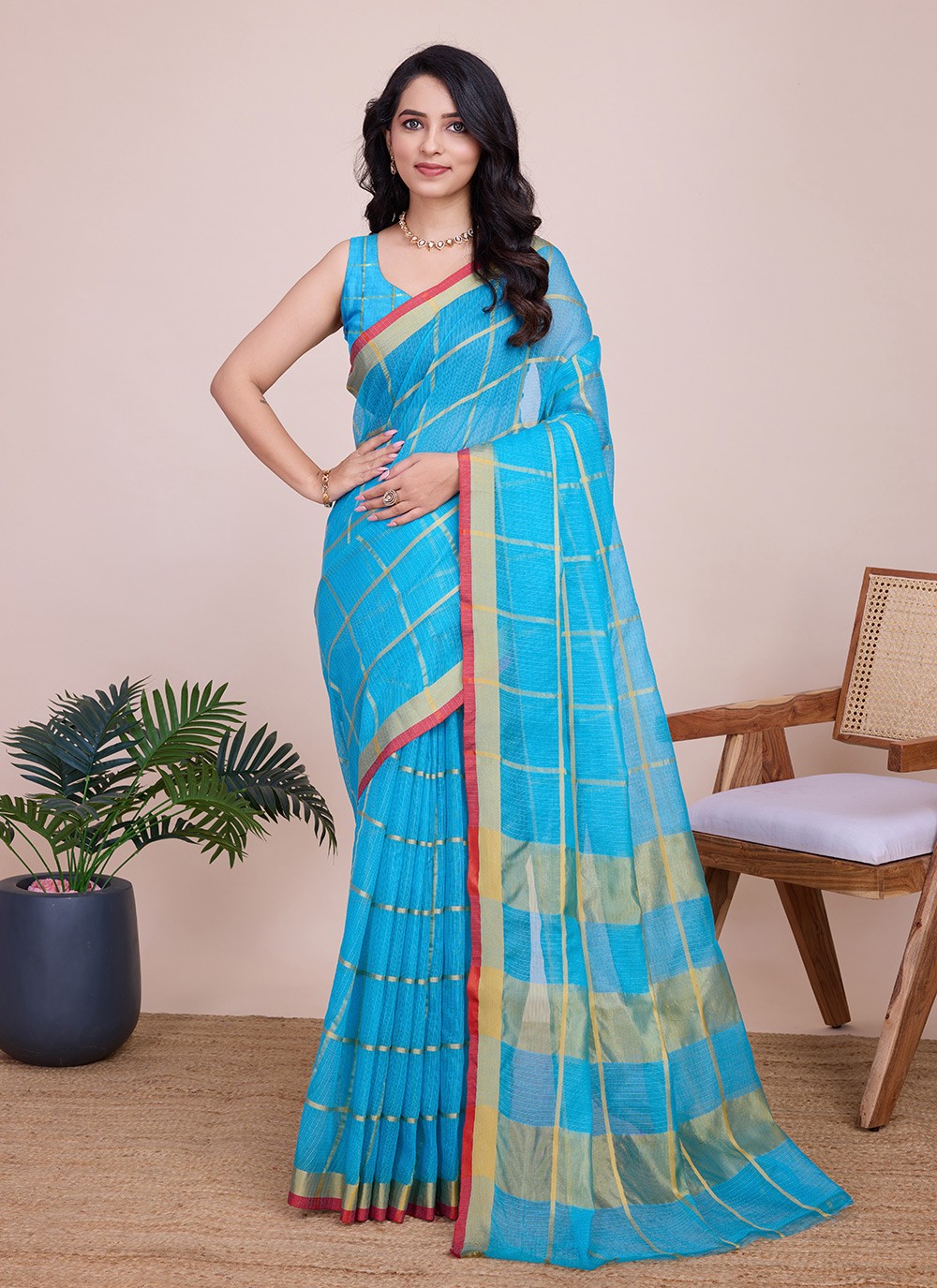 Classic Weaving Zari Kota Doriya Saree - S7921