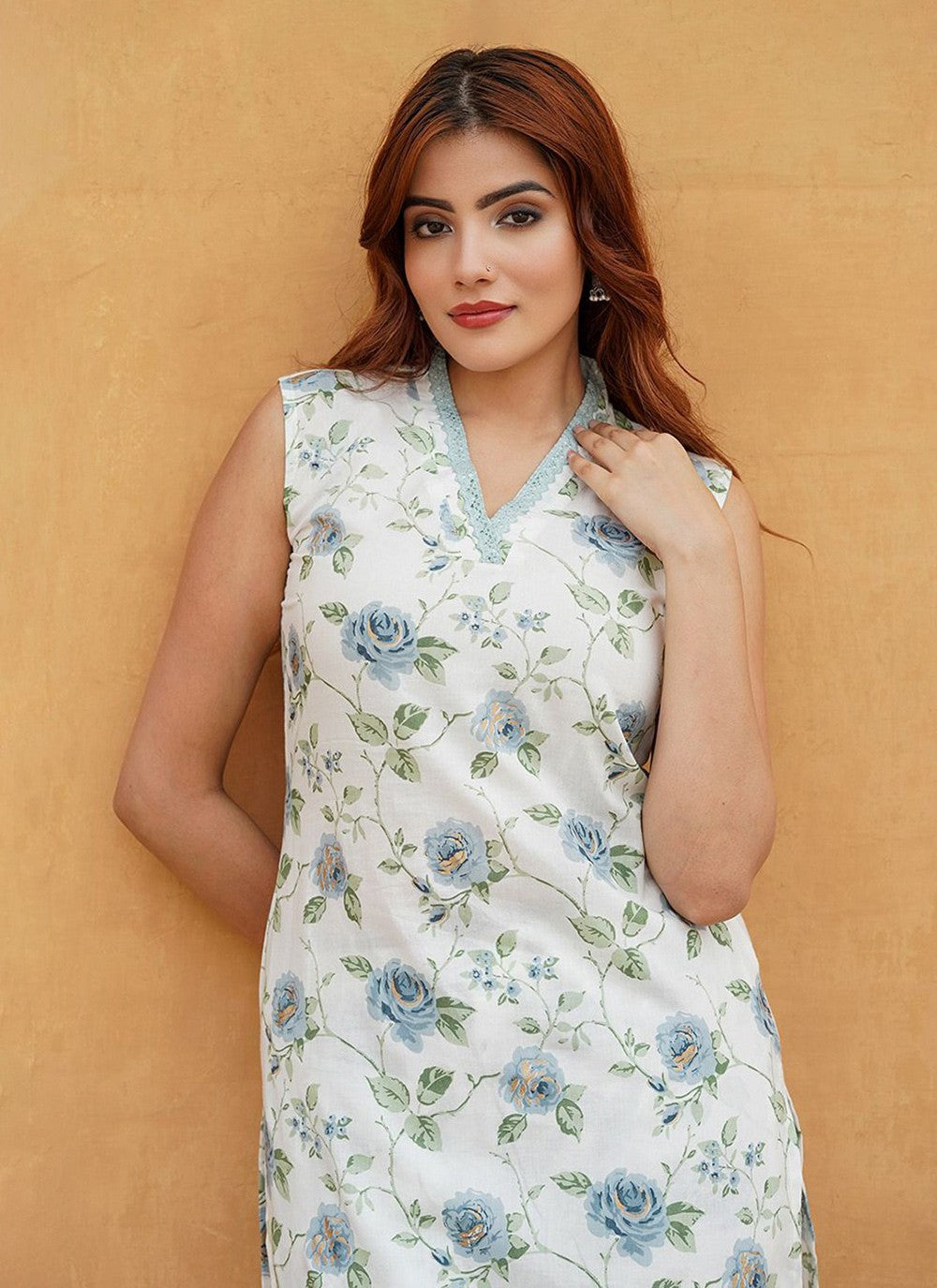 Salwar Suit Floral Printed Blue Cotton T5040