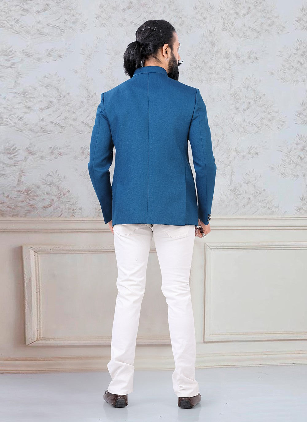 Buttons Imported Blue Jodhpuri Suit - M3120