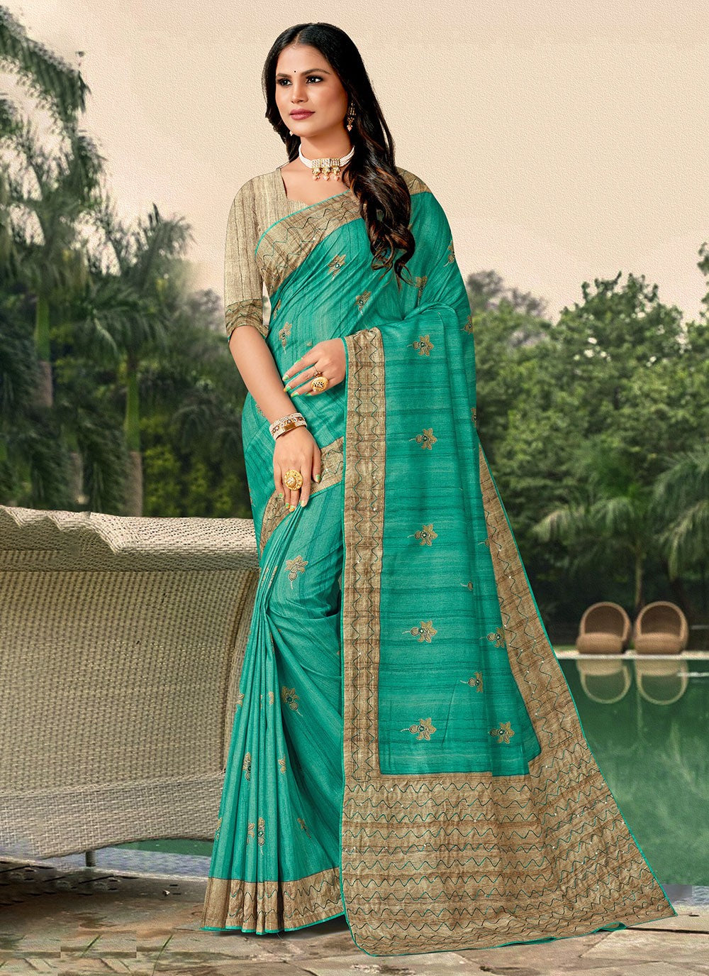 Classic Katha Tussar Silk Saree - S4590