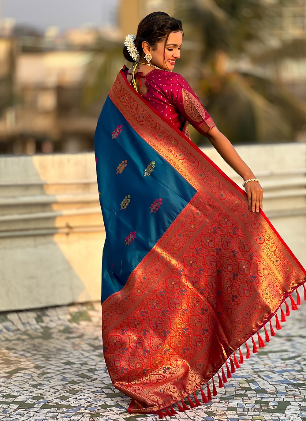 Meenakari Silk Blue Classic Saree S15300
