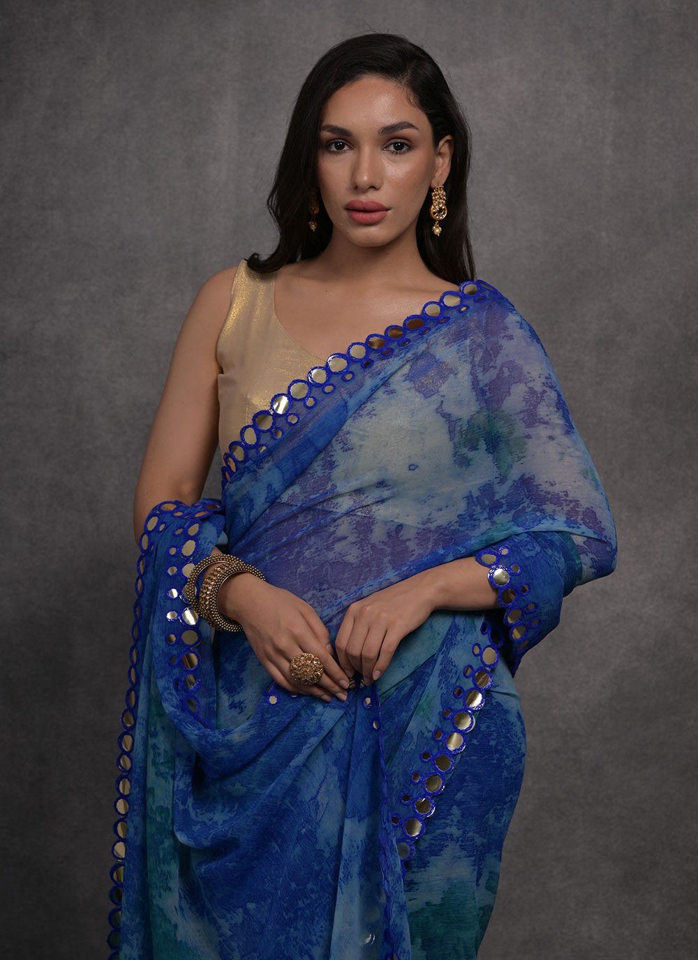 Contemporary Mirror Georgette Saree - S4734