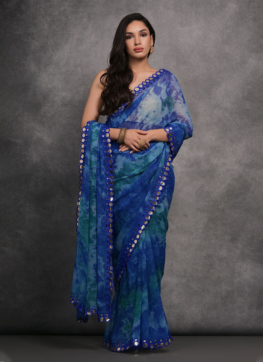 Contemporary Mirror Georgette Saree - S4734