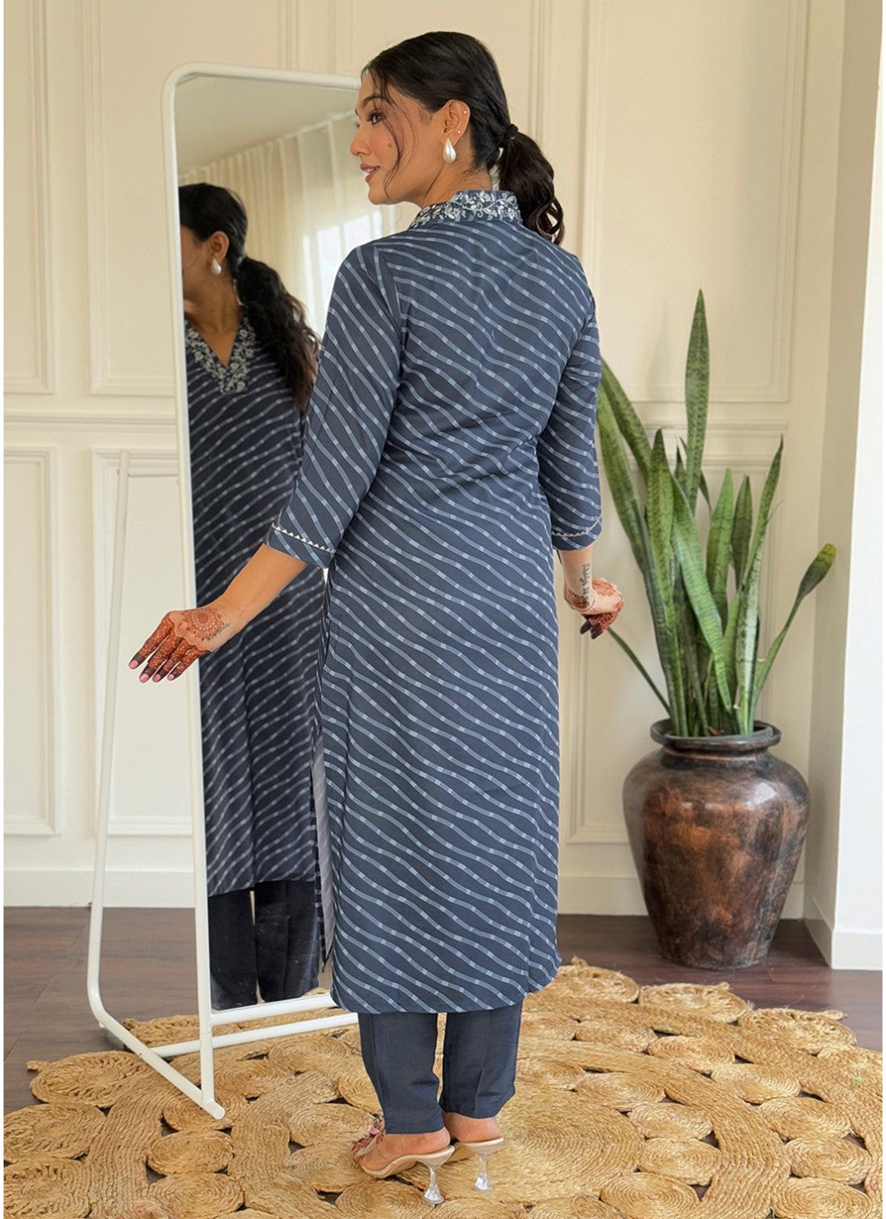 Embroidered Muslin Blue Salwar Suit T6030