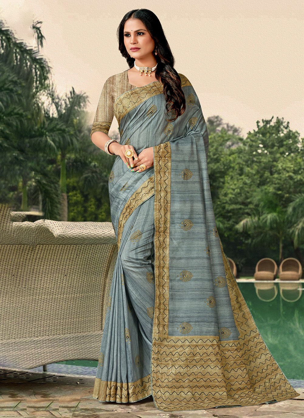 Classic Katha Tussar Silk Saree - S4590