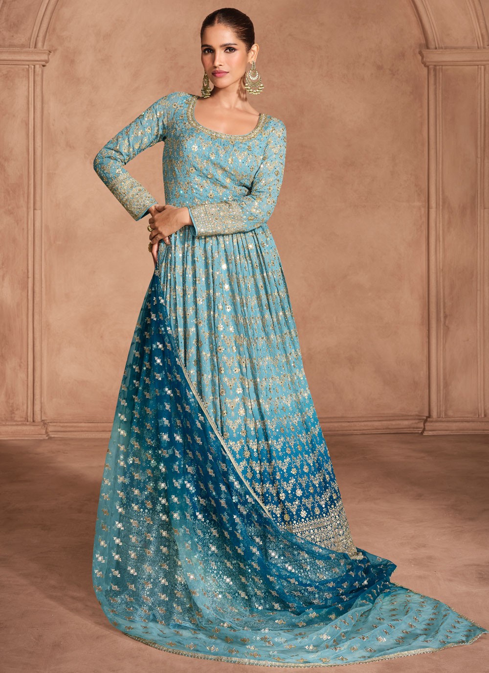 Embroidered Georgette Gown - G1875