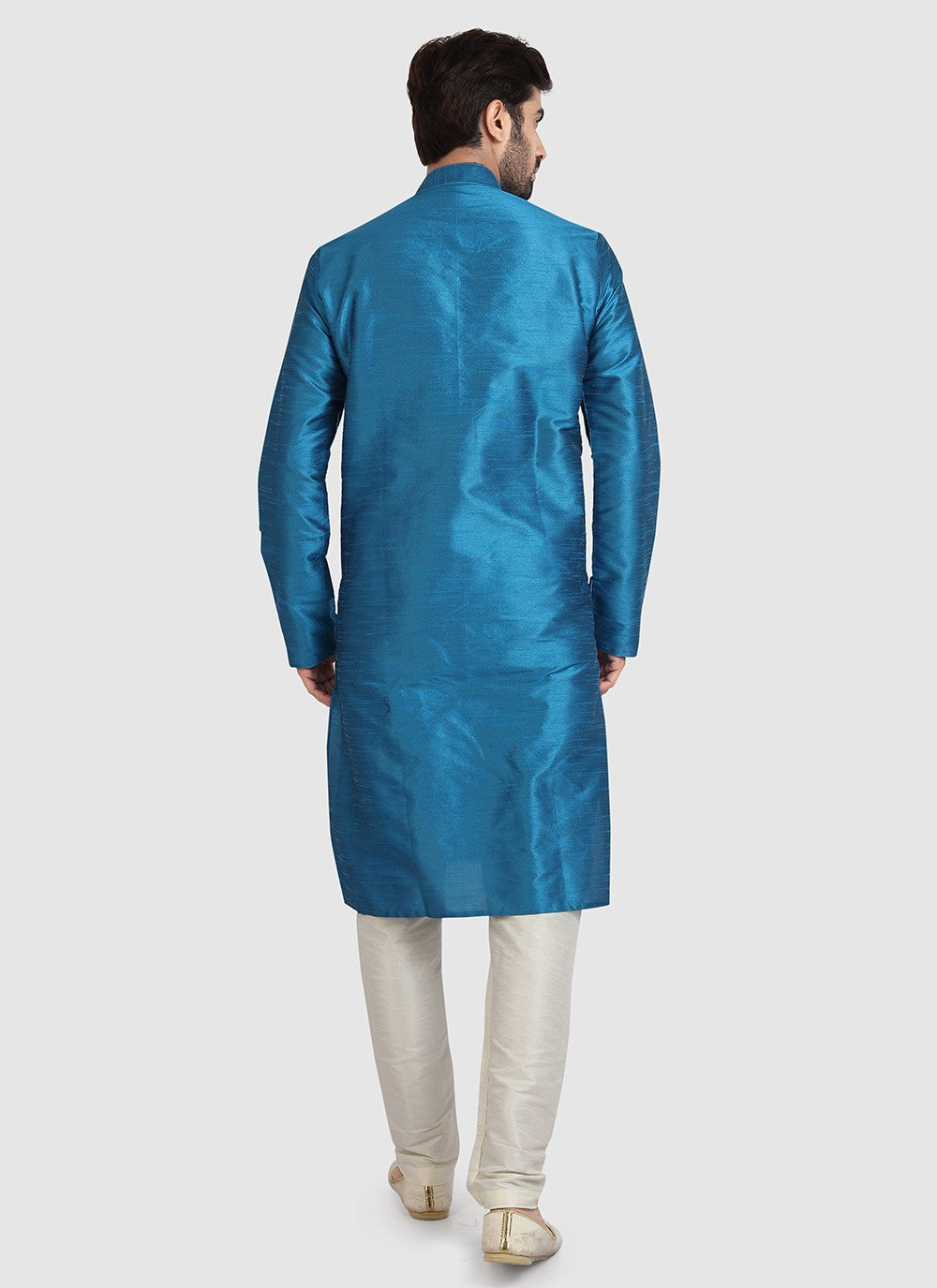 Plain Art Silk Blue Kurta Pyjama - M3418