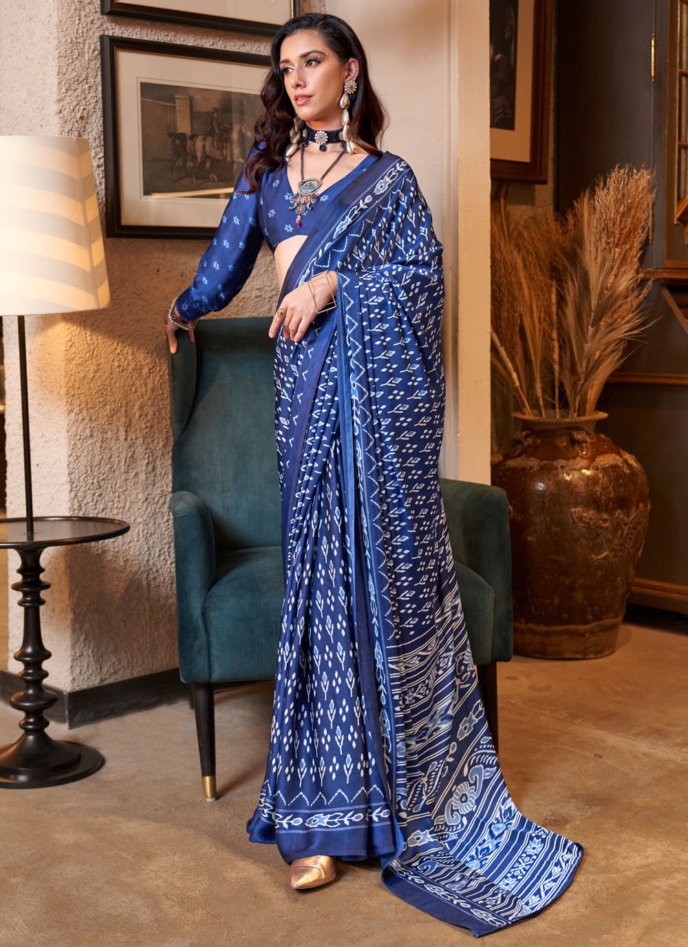 Traditional Patola Print Blue Pure Crepe S12865