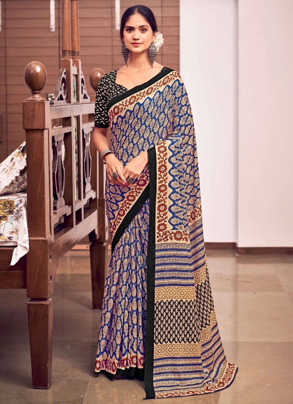 Printed Cotton Saree - S11696
