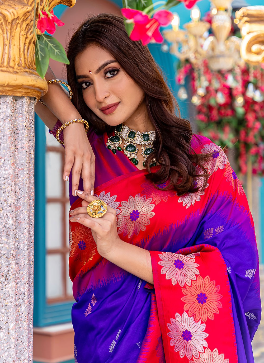 Classic Saree Printed Blue Silk S12565