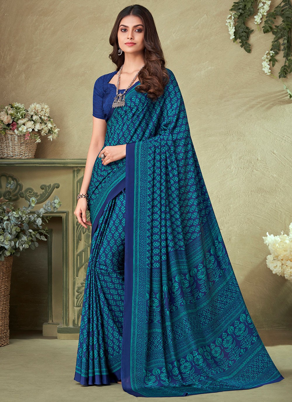 Saree Printed Crepe Silk Saree - S2614