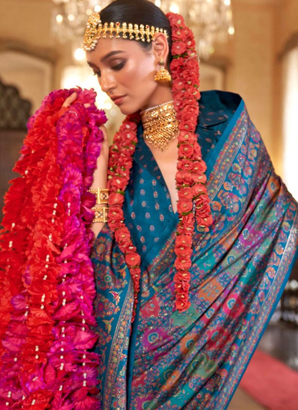 Trendy Saree Printed Blue Silk Saree S13679