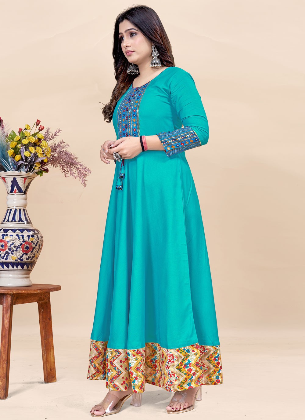 Fancy Work Rayon Gown - G1909