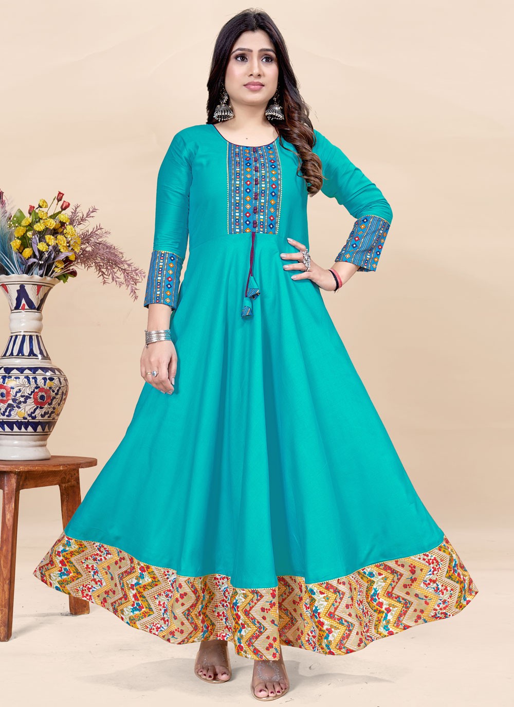 Fancy Work Rayon Gown - G1909