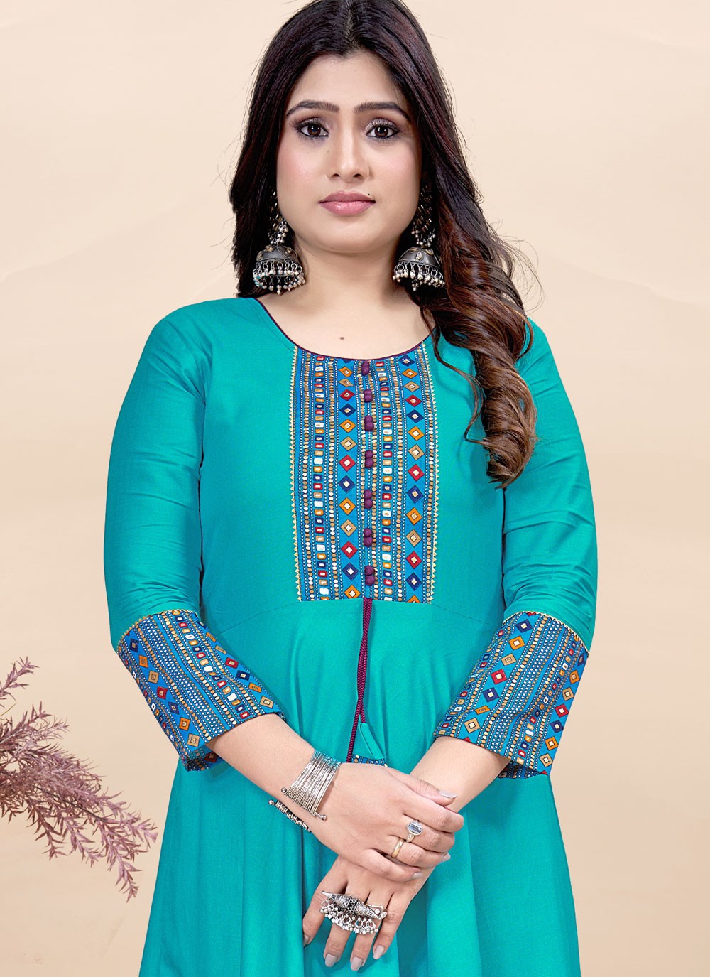 Fancy Work Rayon Gown - G1909