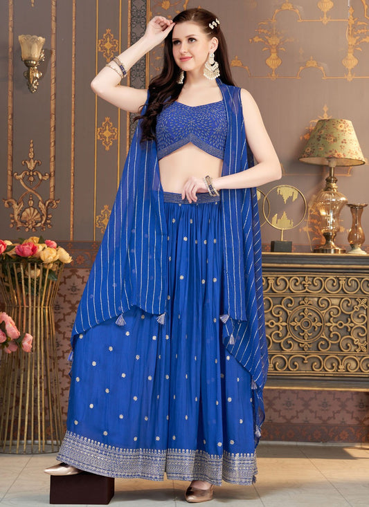 Fancy Work Silk Blue Salwar Suit T6053