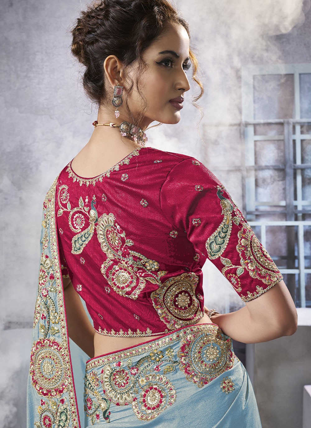 Diamond Crush Blue Saree S13956