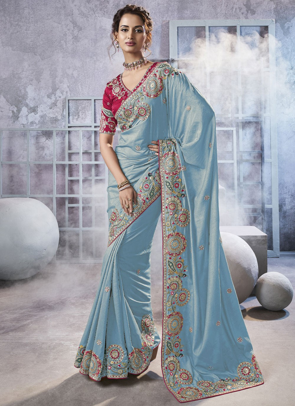 Diamond Crush Blue Saree S14192