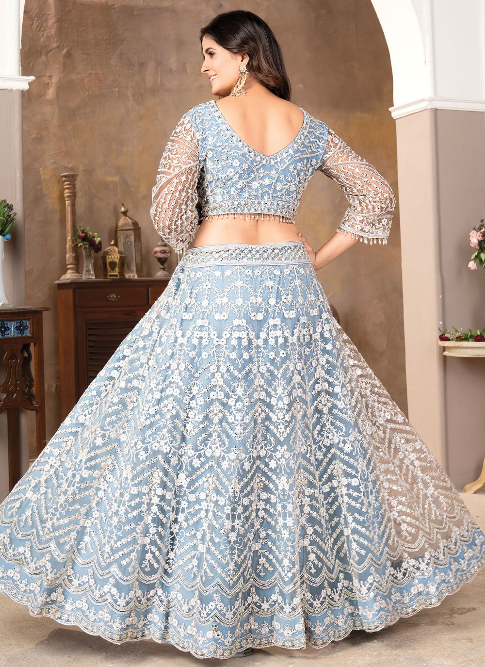 Cord Satin A - Line Lehenga - L2564