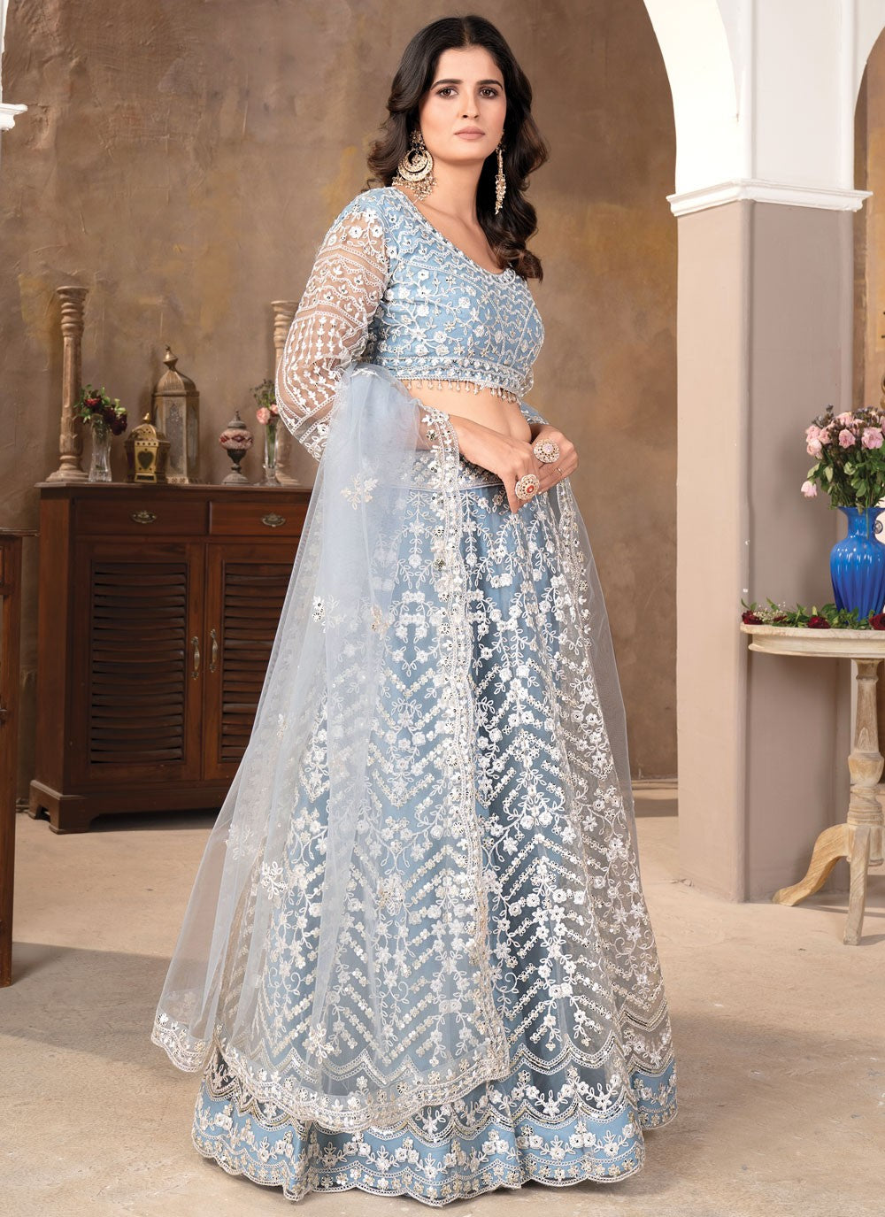 Cord Satin A - Line Lehenga - L2564
