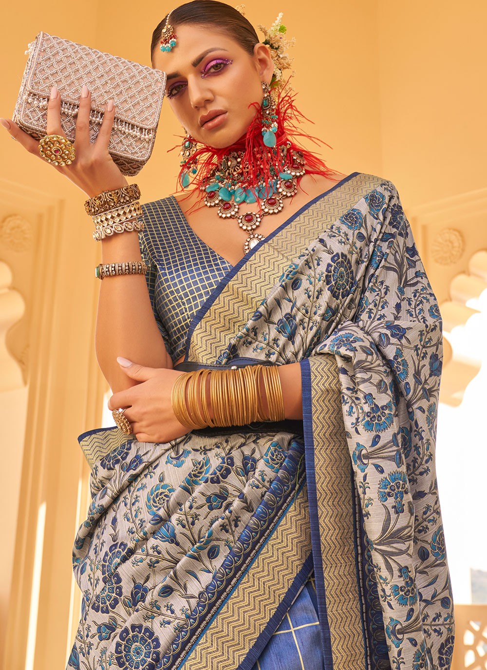 Classic Printed Silk Saree - S6215