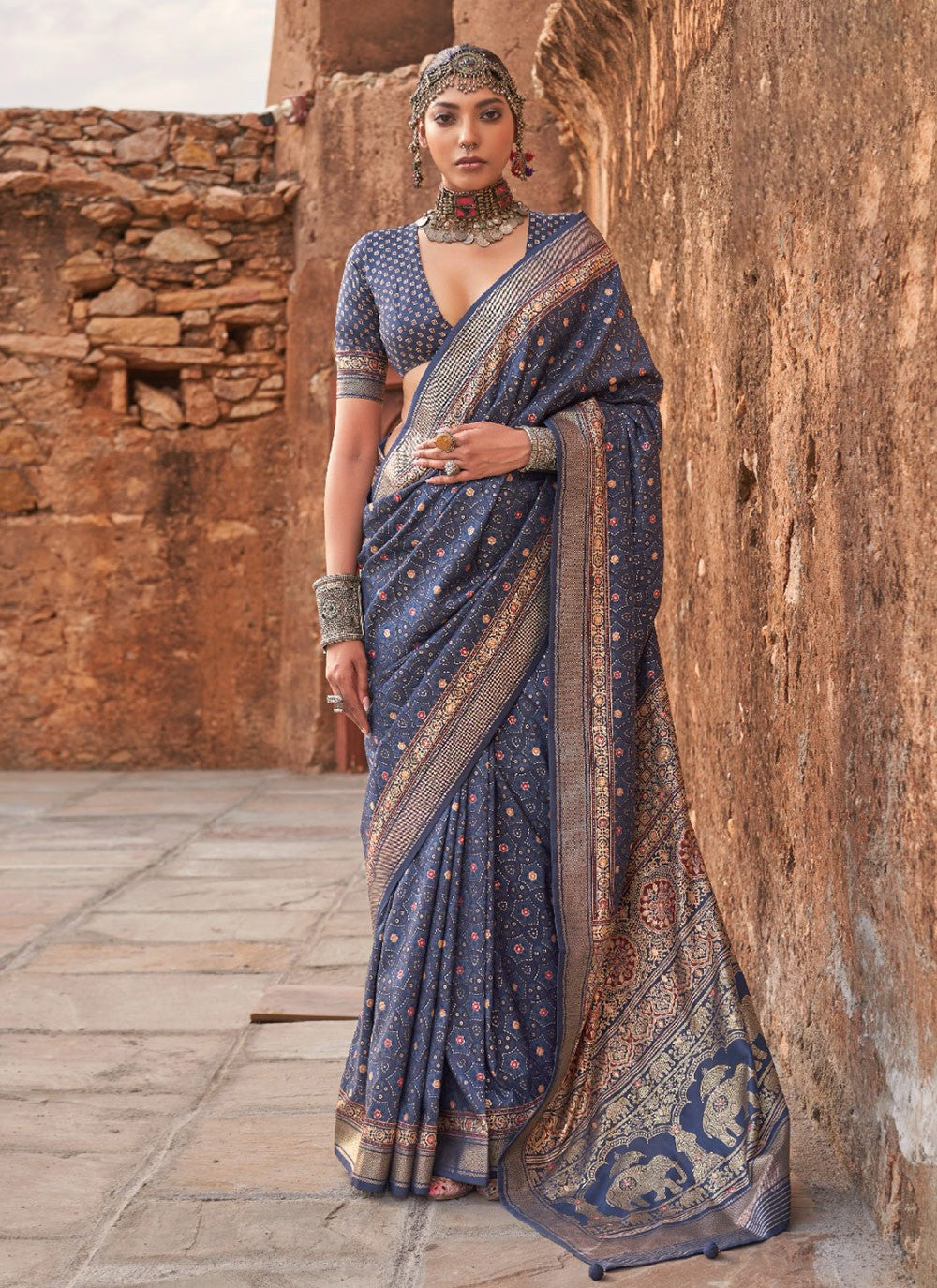 Trendy Printed Silk, Viscose Saree - S8470