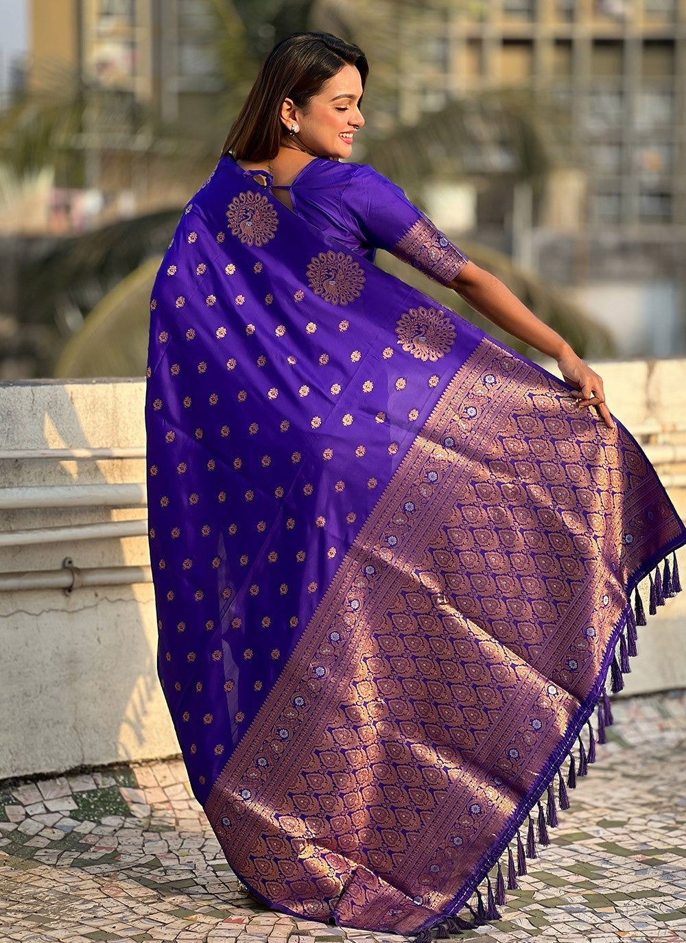 Woven Silk Blue Saree S14677