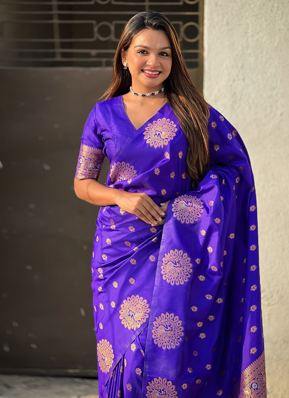 Woven Silk Blue Saree S14677